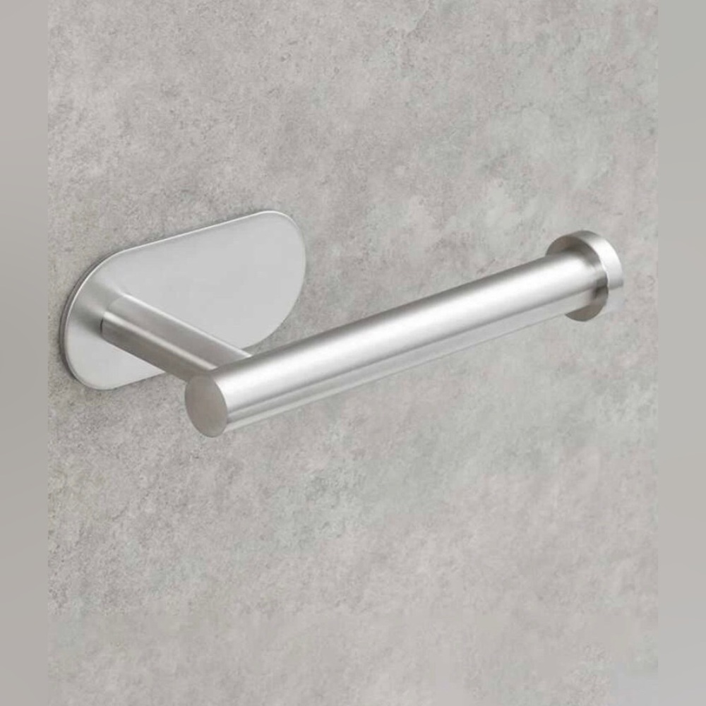 NIB Stainless Steel Toilet Paper Holder / No Punch /Easy 3M Stick Decor Bathroom